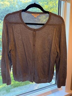 LK Bennett Shimmery gray Metallic Crewneck Cardigan